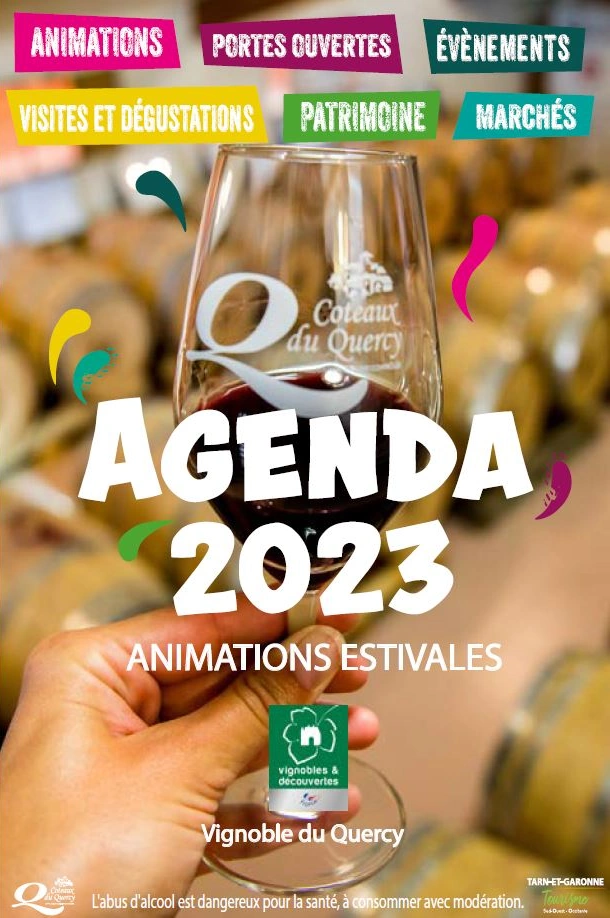 Affiche officielle de l'Agenda 2023 des animations estivales en Coteaux du Quercy
