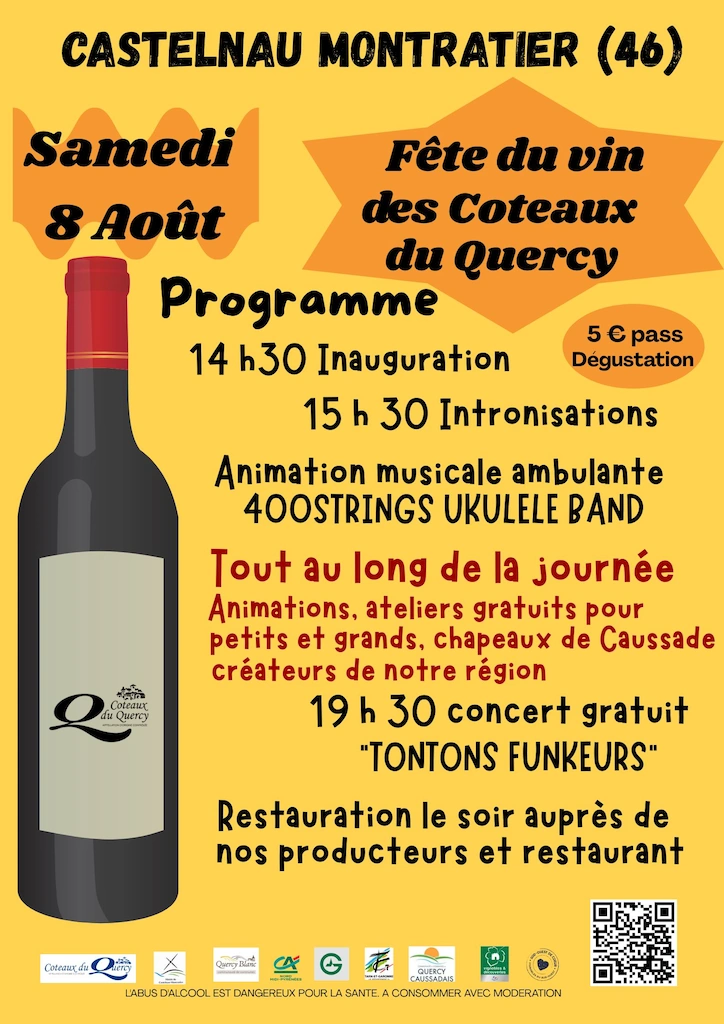 Programme Fête du Vin des Coteaux du Quercy samedi 8 août 2026